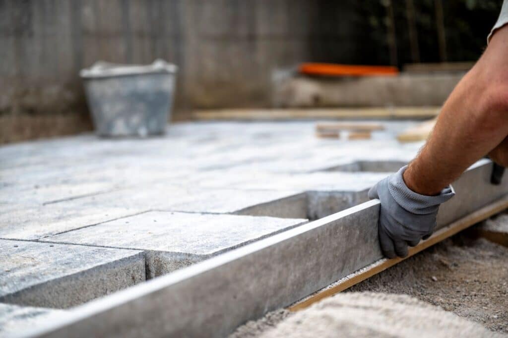 concrete pad being prepared for spa pool