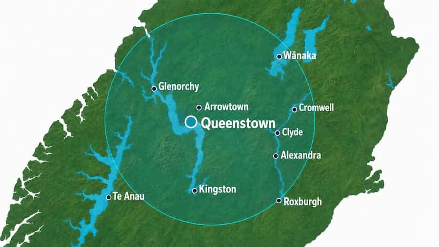 ChatGPT Image  - map of Otago service area based in queenstown